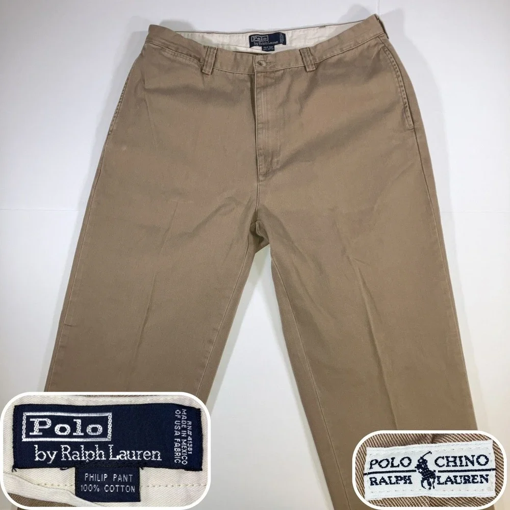 Polo Ralph Lauren Philip Pant Mens 36x30 Khaki Chino Straight Cotton Twill